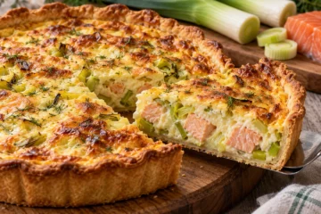 Quiche aux poireaux et saumon