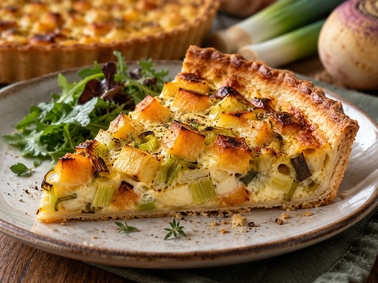 Quiche au rutabaga et aux poireaux