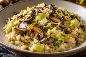 Risotto crÃ©meux aux poireaux et champignons