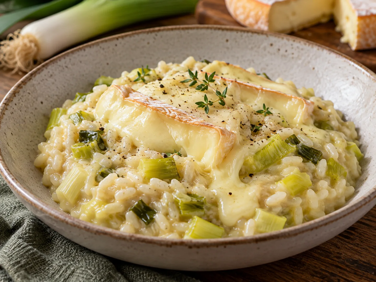 Risotto aux poireaux et reblochon