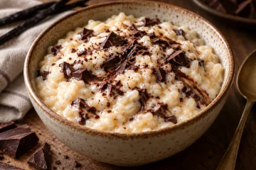 Riz au lait vanillÃ© marbrÃ© dâ€™Ã©clats de chocolat