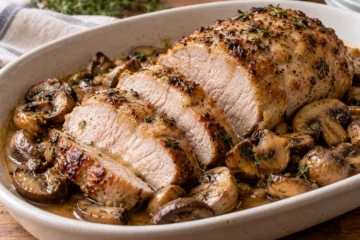 RÃ´ti de porc aux champignons dorÃ©s