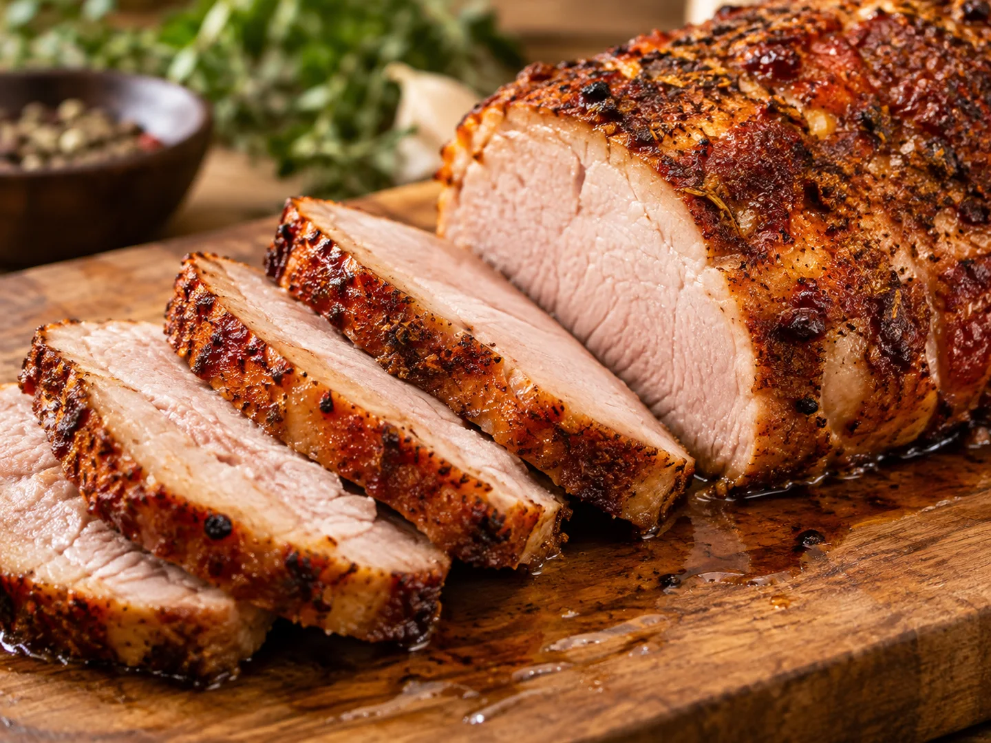 RÃ´ti de porc tranchÃ© avec croÃ»te dâ€™Ã©pices douces