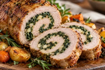 Tranches de rÃ´ti de porc farci aux Ã©pinards et fromage