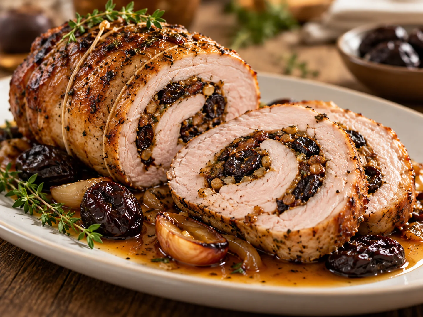 RÃ´ti de porc farci aux pruneaux