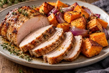 RÃ´ti de porc aux patates douces rÃ´ties