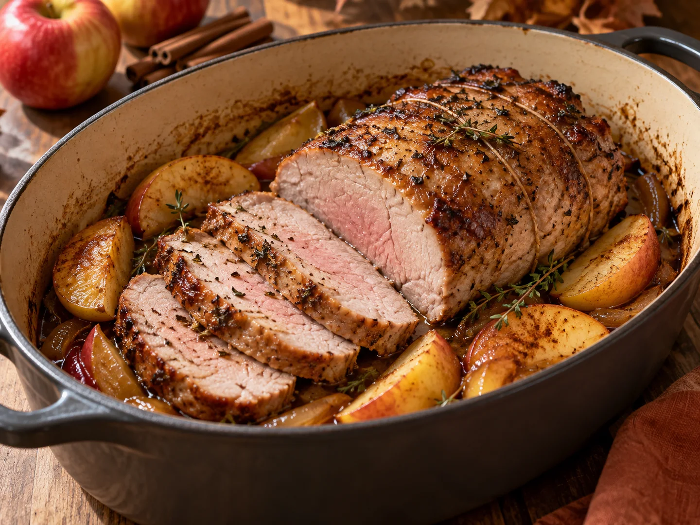 RÃ´ti de porc aux pommes et cannelle