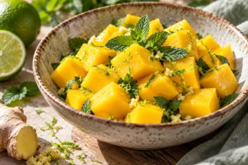 Salade de mangue au citron vert et gingembre