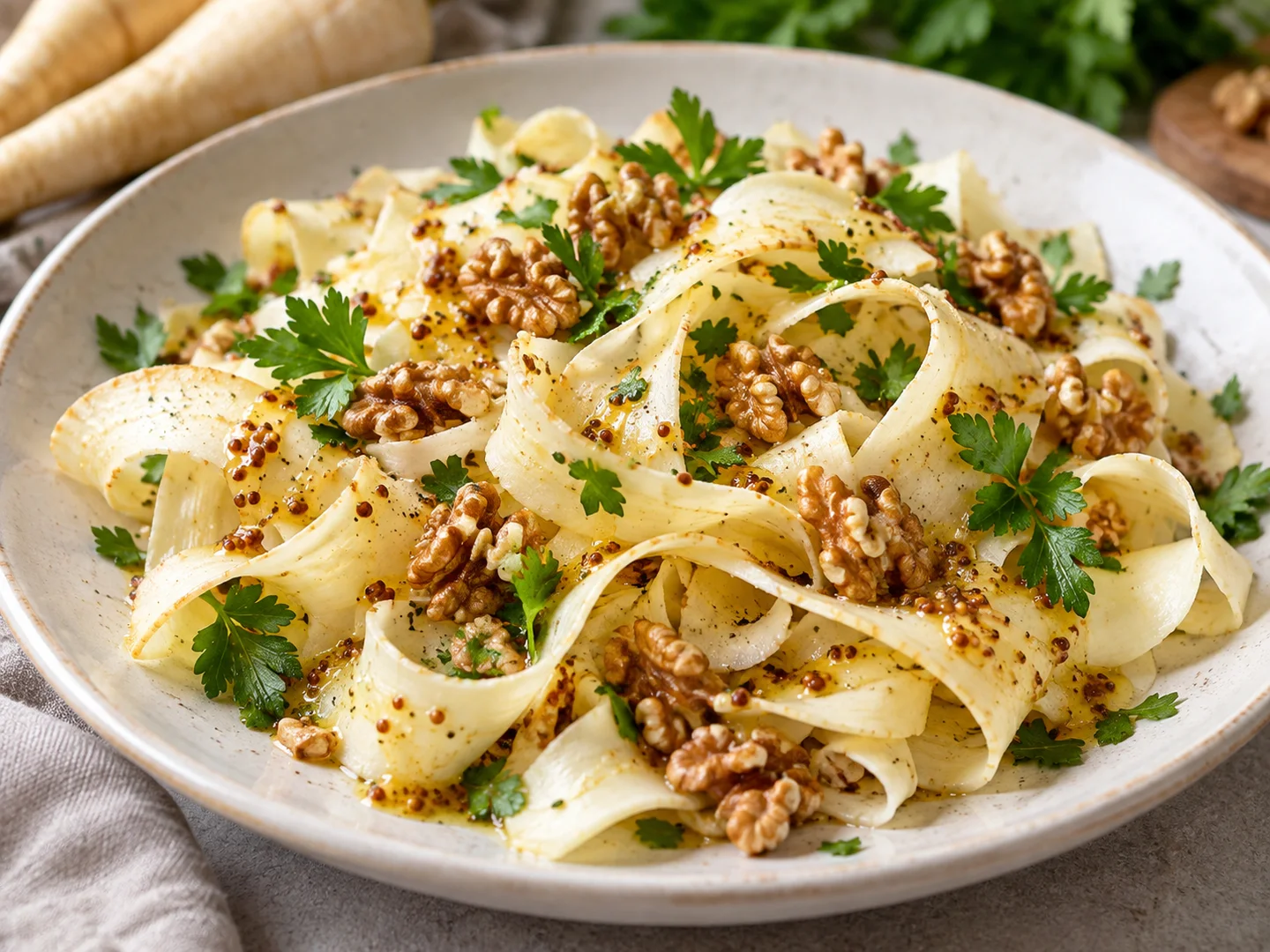 Salade de panais rÃ´ti, noix et mÃ¢che