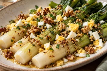 Salade tiÃ¨de de poireaux et noix