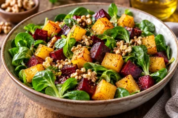 Salade de rutabaga rÃ´ti, betterave et mÃ¢che