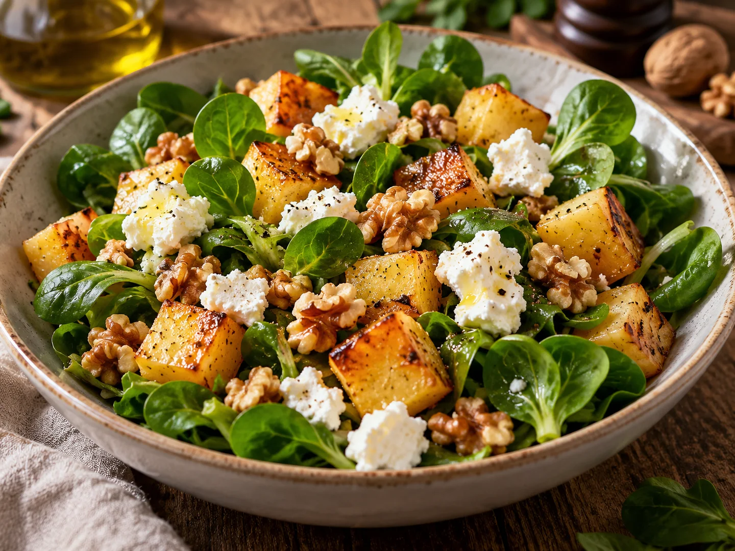 Salade de rutabaga rÃ´ti, noix et chÃ¨vre