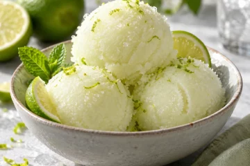 Boules de sorbet vert pÃ¢le au citron vert