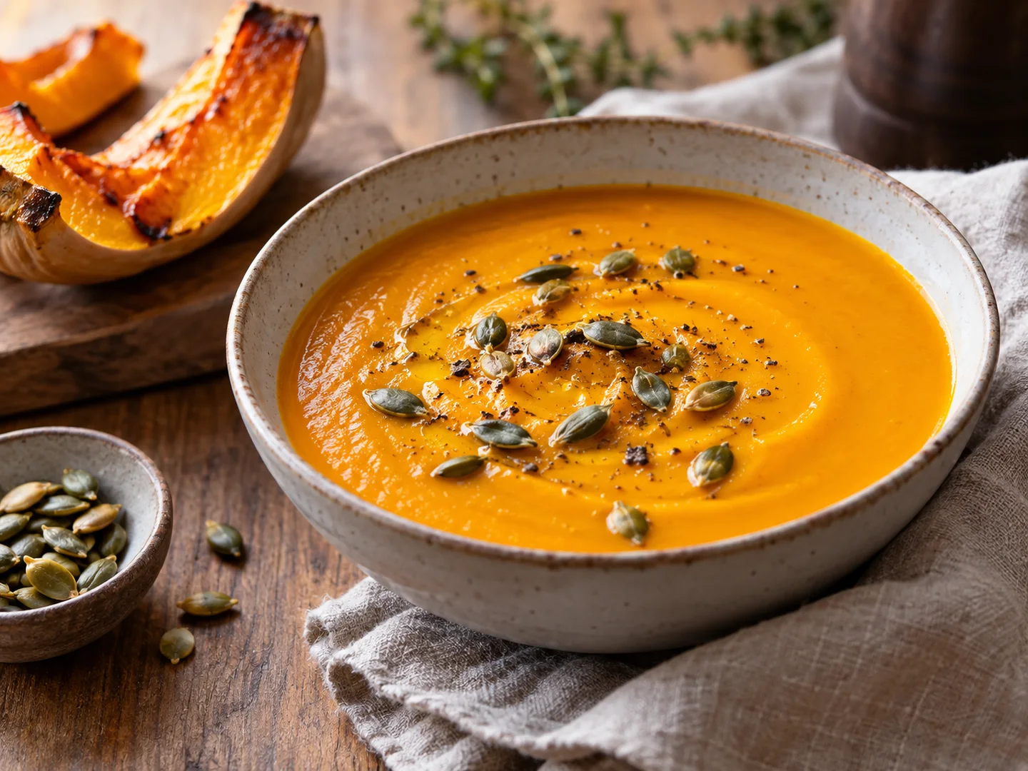 Soupe de butternut rÃ´tie, orange et veloutÃ©e