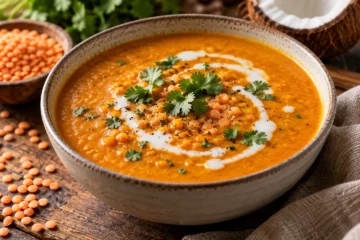 Soupe de lentilles corail au lait de coco