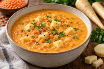 Soupe de panais et lentilles corail