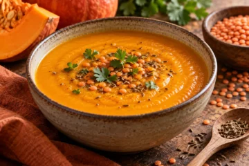 Soupe de potimarron aux lentilles corail