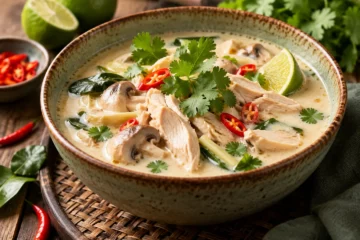 Soupe thaÃ¯e au poulet, coco et citron vert