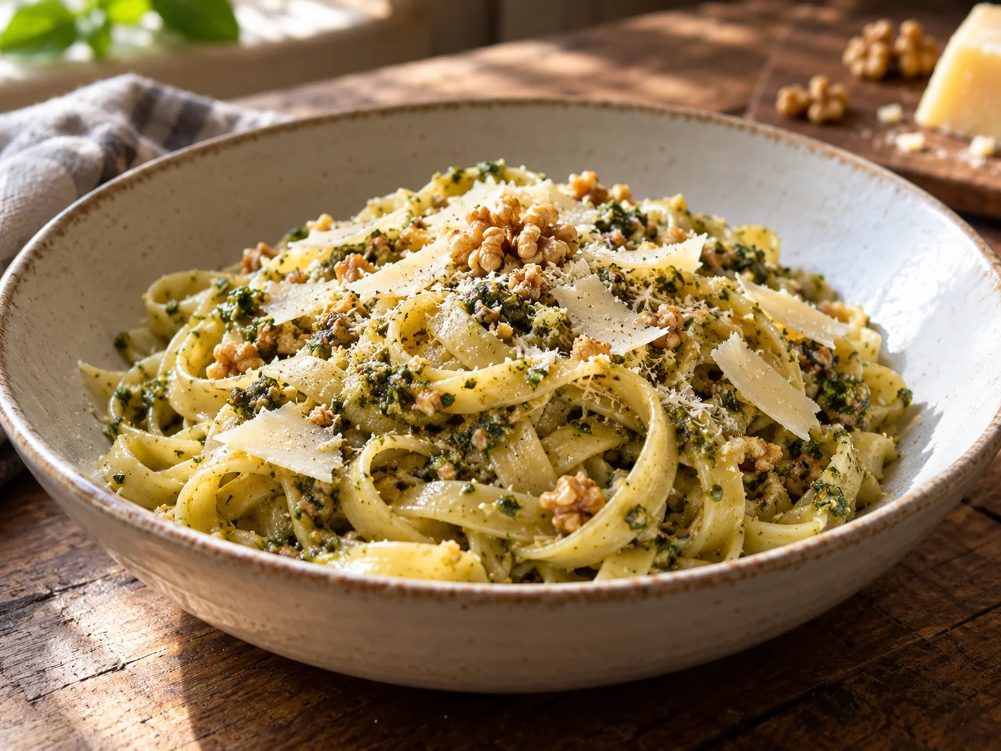 Tagliatelles au pesto de noix