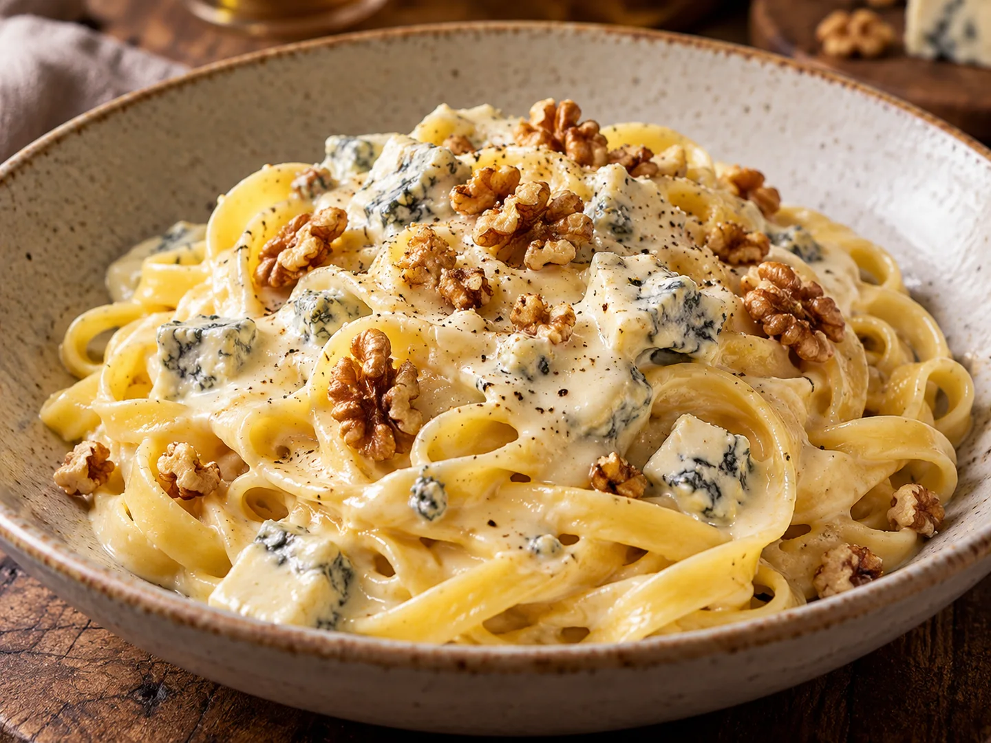 Tagliatelles au gorgonzola et noix