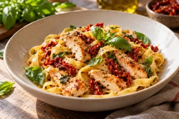 Tagliatelles au poulet et tomates séchées