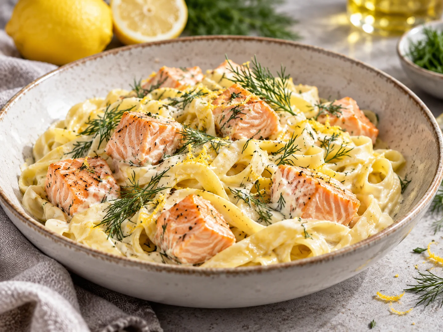 Tagliatelles au saumon et mascarpone citronnÃ©