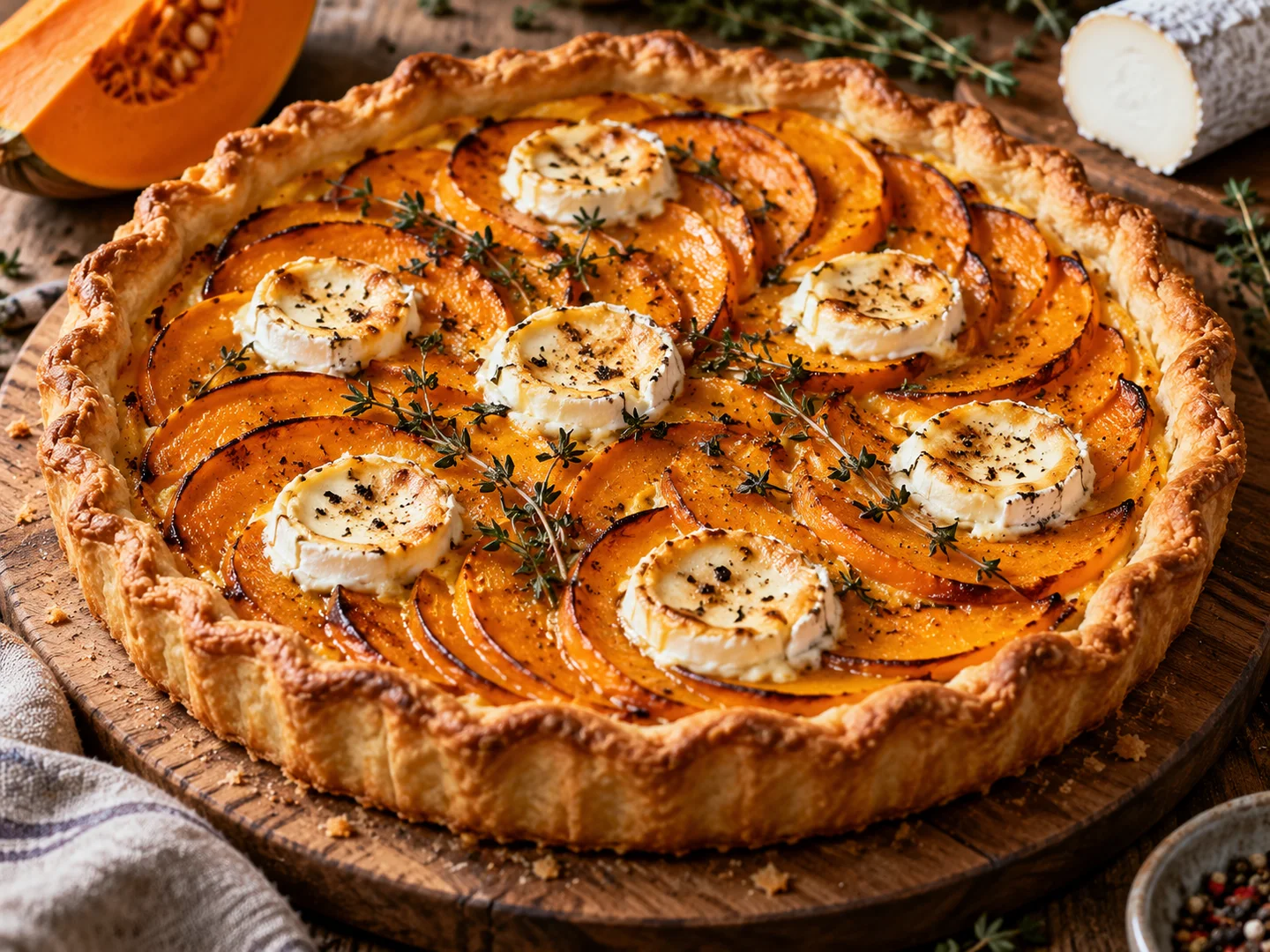 Tarte Ã  la courge rÃ´tie et au chÃ¨vre