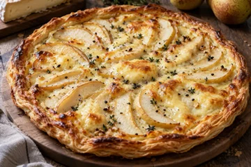 Tarte fine au reblochon et poires