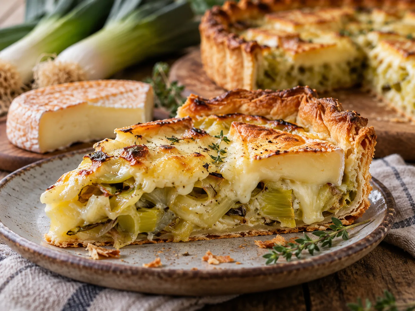 Tarte aux poireaux et reblochon