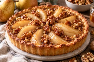 Tarte aux poires et noix caramélisées