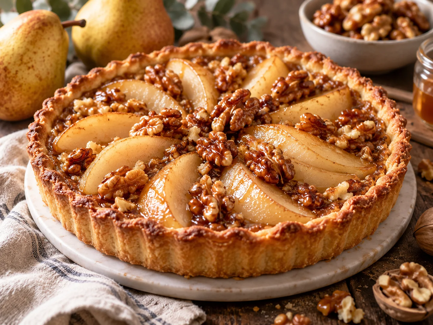 Tarte aux poires et noix caramÃ©lisÃ©es