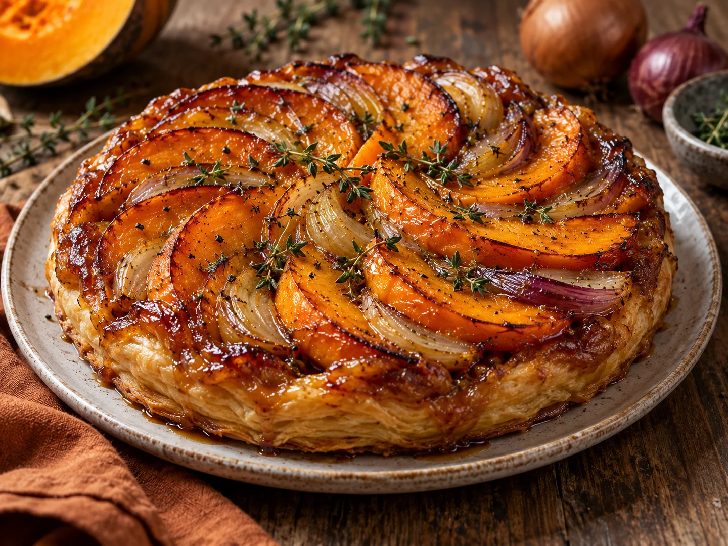 Tatin salÃ©e de courge et oignons