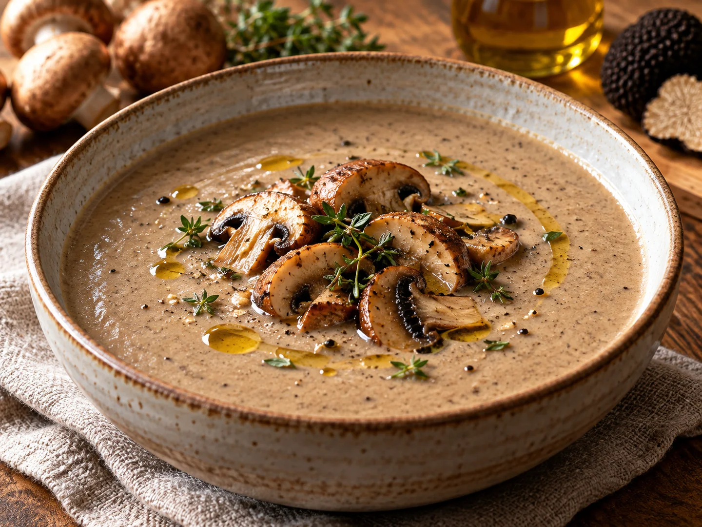 VeloutÃ© de champignons avec huile de truffe