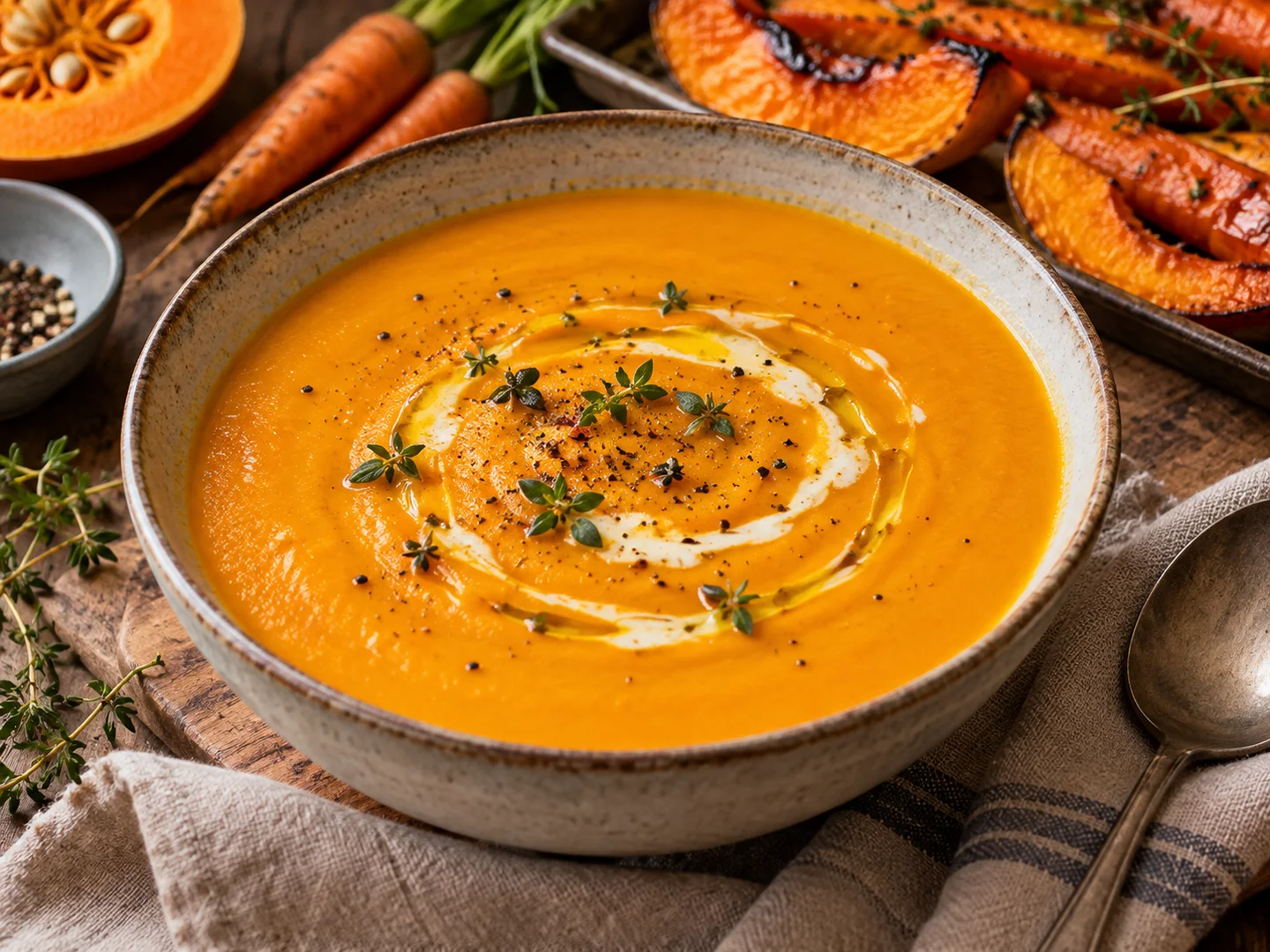 VeloutÃ© de courge et carottes rÃ´ties