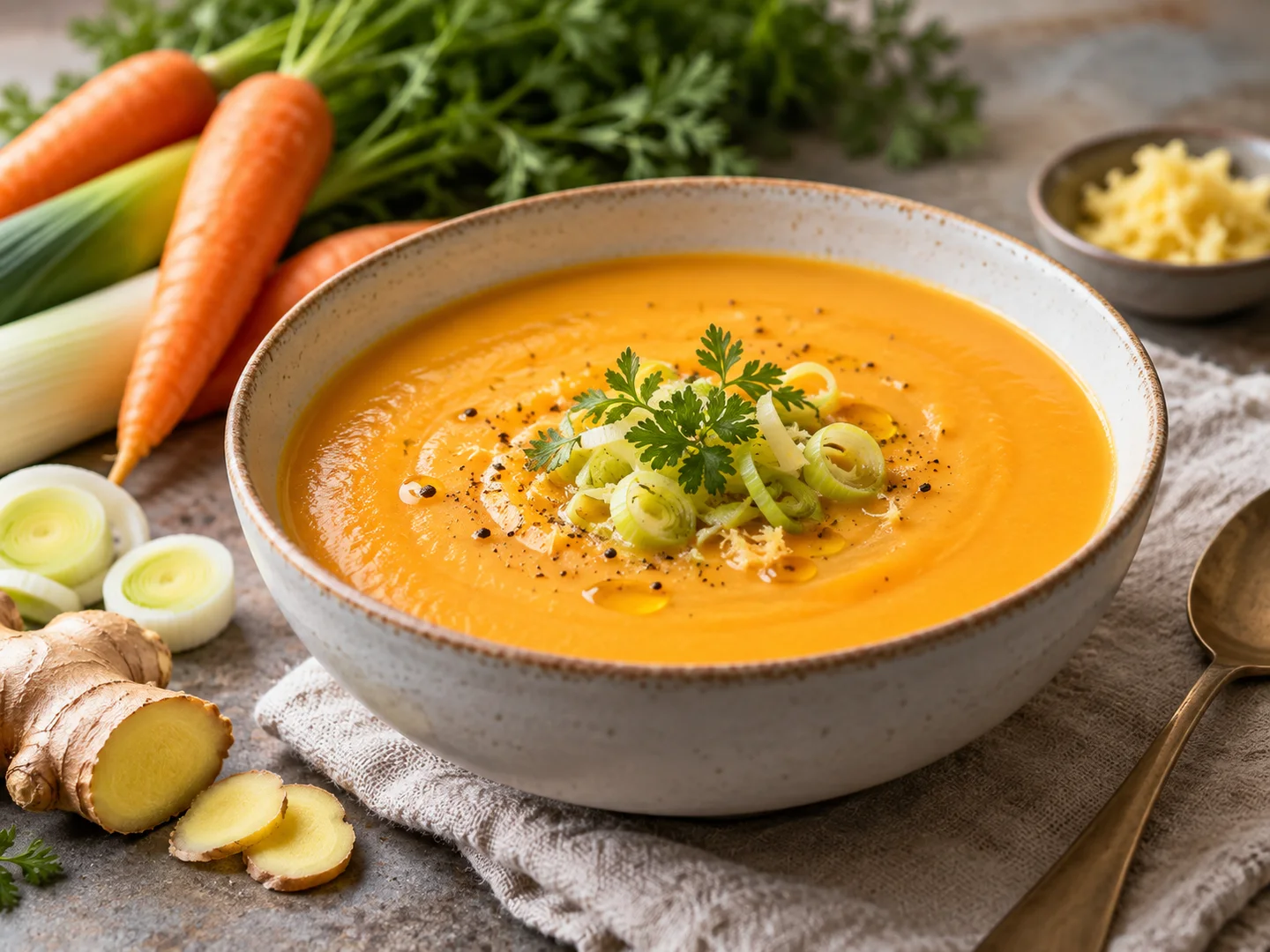 VeloutÃ© de poireaux et carottes