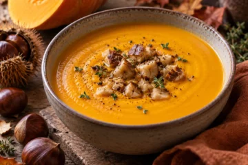 VeloutÃ© de potiron avec chÃ¢taignes Ã©miettÃ©es